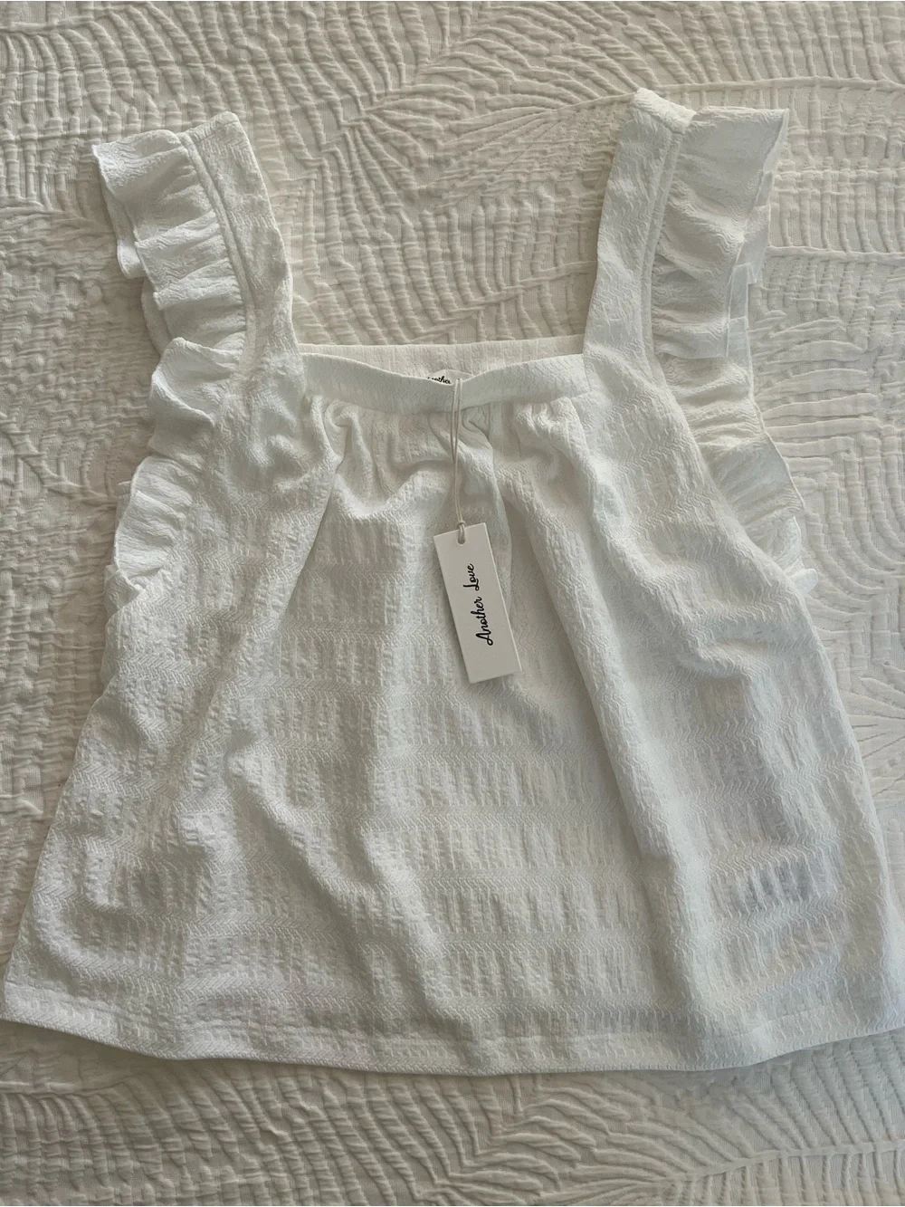 Another Love White Ruffle Strap Tank - Picture 2 of 7